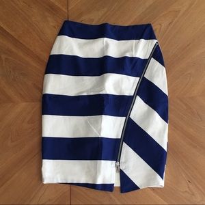 Express white and blue stripes Pencil Skirt -4